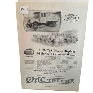 Vintage 1919 General Motors Truck Company GMC Ad Advertisement